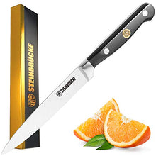 Load image into Gallery viewer, STEINBRÜCKE Utility Knife 5 inch - Kitchen Utility Knife Forged from German Stainless Steel 5Cr15Mov(HRC58), Full Tang, Razor Sharp Petty Knife with Ergonomic Handle for Home, Kitchen&amp;Restaurant
