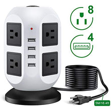 Load image into Gallery viewer, Power Strip Tower Surge Protector - 5M/16.4FT Surge Protector Power Strip with USB, Power Strip with Surge Protection with 8 AC Outlets &amp; 4 USB Ports, Overload Protection, Short Circuit Protection.

