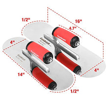 Load image into Gallery viewer, Goldblatt 2 Pieces Pool Trowel Stainless Steel with Soft Grip Handle, Includes 16'' x 4-1/2'' &amp; 14'' x 4'' Finishing Trowels Set, Lightweight Alloy Mounting, Round End
