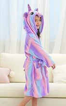 Load image into Gallery viewer, Doctor Unicorn Soft Unicorn Hooded Bathrobe Sleepwear Matching Doll &amp; Girls (Bright Purple, 4-5T)
