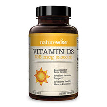 Load image into Gallery viewer, NatureWise Vitamin D3 5000iu (125 mcg) 1 Year Supply for Healthy Muscle Function, and Immune Support, Non-GMO, Gluten Free in Cold-Pressed Olive Oil, Packaging Vary ( Mini Softgel), 360 Count
