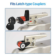 Load image into Gallery viewer, METOWARE Trailer Coupler Lock, 1/4” Dia, 3/4” Span Heavy-Duty Steel Trailer Tongue Lock for Tow Boat RV Truck Car's Coupler with Anti-Rattle Rubber Rings (1 Pack)
