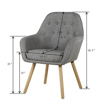 Load image into Gallery viewer, LSSBOUGHT Contemporary Stylish Button-Tufted Upholstered Accent Chair with Solid Wood Legs (Gray)
