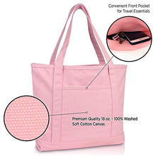 Load image into Gallery viewer, DALIX 20" Solid Color Cotton Canvas Shopping Tote Bag in Light Pink
