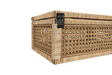Load image into Gallery viewer, Creative Co-Op Woven Rattan Glass Lids &amp; Fir Wood Frame (Set of 2 Sizes) Display Boxes, Beige
