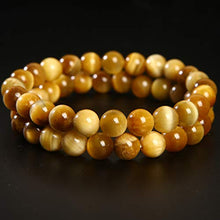 Load image into Gallery viewer, Serirtire 8mm Tiger Eye Gemstone Bracelet Round Beads Stretch Bracelet Handmade Healing Stone Jewelry for Women Girls Gold
