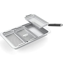 Load image into Gallery viewer, Yukon Glory BBQ 'N Serve Grill Basket Set, Revolutionary Grill to Table Design, Includes 3 Grilling Baskets, Serving Tray and Patented Clip-on Handle Perfect For Grilling Fish, Veggies and Meats
