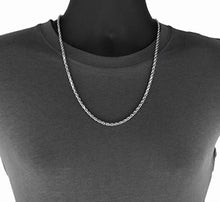 Load image into Gallery viewer, Men's 14k White Gold Solid 5mm Diamond Cut Rope Chain Pendant Necklace, 20"- 30"
