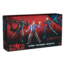 Load image into Gallery viewer, DC Comics, Batman 3-Pack with Exclusive 4” Batman, Selina Kyle, The Penguin Action Figures, 3 Accessories, Batman Movie Kids Toys (Amazon Exclusive)
