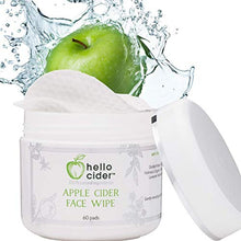 Load image into Gallery viewer, Apple Cider Vinegar Acne Face Toner Pads - Organic Tea Tree, Witch Hazel, Rose, Lavender. Cleanse, Tone, Hydrate, Calm &amp; Sooth. 60 Pads. USA by Hello Cider
