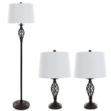 Load image into Gallery viewer, Table Lamps and Floor Lamp Set of 3, Spiral Cage Design (3 LED Bulbs included) by Lavish Home

