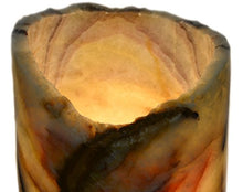 Load image into Gallery viewer, Jupiter Banded Stone Round Lamp, 18" Tall, Carved from Real North American Onyx - The Artisan Mined Series by hBAR
