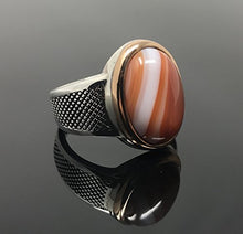 Load image into Gallery viewer, KAR 925K STERLING SILVER NATURAL VEINY AGATE (Aqeeq) MEN'S RING USA SELLER K32F (8)
