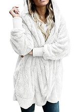 Load image into Gallery viewer, Women Hooded Cardigan Fuzzy Jacket Winter Open Front Fleece Coat Outwear with Pockets Purpletiedye S
