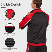 Load image into Gallery viewer, Men's Tracksuit Set 2 Piece Athletic Sports Casual Full Zip Active Wear Sweatsuit Black Small
