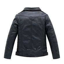 Load image into Gallery viewer, LJYH Children Collar Motorcycle Faux Leather Coats Kids Bomber PU Soft Leather Jackets Black 5-6yrs
