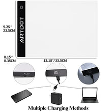 Load image into Gallery viewer, ARTDOT A4 LED Light Pad for Diamond Painting, USB Powered Light Board Kit, Adjustable Brightness with Detachable Stand and Clips
