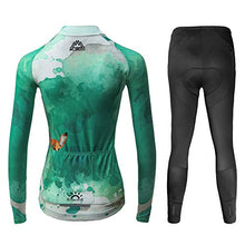 Load image into Gallery viewer, Mysenlan Women's Cycling Long Sleeve Breathable Jersey Set 3D Padded Long Pants Bike Shirt Bicycle Tights Clothing Green X-Large
