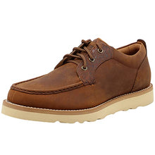 Load image into Gallery viewer, Wrangler Footwear Rugged Wedge Oxfords - Men’s Casual Dress Shoes Featuring Moc Toe Profile, Full-Grain Leathers, Air-Mesh Inner Lining, and Blown Rubber Wedge Soles - Clay/Dark Brown, 13 M

