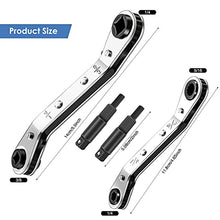 Load image into Gallery viewer, Hvac Service Wrench Refrigeration Service Wrench Set, 3/8 to 1/4, 5/16 x 1/4, Ratchet Wrench Refrigeration Tool Set Air Conditioner Valve with Hexagon Bit Adapter Kit for Equipment Repair
