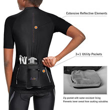 Load image into Gallery viewer, BALEAF Womens Cycling Jersey Bike Shirts Short Sleeve with Pockets Bicycle Biking Tops Breathable Summer UPF Black Size L
