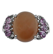 Load image into Gallery viewer, Carillon Peach Moonstone Natural Gemstone Oval Shape 925 Sterling Silver Ring For Women for Men | Size: 4 to 10
