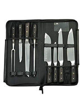 Load image into Gallery viewer, Chef’s Leather Knife Carrier bag, Portable Knife Culinary Case Bag with 9 Knife Holder Slots and Zipper Pouch for Small Kitchen Tools, Knife Roll Case Secure Each Universal Knife, Chef Knife Bag

