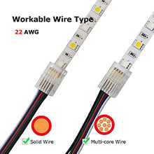 Load image into Gallery viewer, 5 Pin 10mm LED Strip to Wire Connector rgbw Unwired Clips Solderless Adapter Terminal Extension Connection for Multicolor LED Strip Lights 12V 24V (Pack of 10)
