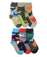 Load image into Gallery viewer, Jefferies Socks Boys' Little Fun Assorted Animals Pattern Cotton Crew Socks 6 Pair Pack, Multi, Small
