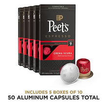 Load image into Gallery viewer, Peet's Coffee Espresso Capsules Crema Scura, Intensity 9, 50 Count Single Cup Coffee Pods Compatible with Nespresso Original Brewers
