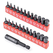 Load image into Gallery viewer, PAKNMAN 25-Piece Hex Head Allen Wrench Drill Bit Set, 1/4”Magnetic Extension, Metric and SAE S2 Steel Hex Bits Set, 1" Long
