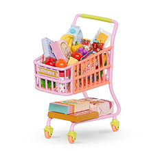 Load image into Gallery viewer, Glitter Girls Dolls – Shopping Cart Playset – Pink &amp; Purple Rolling Grocery Cart – Play Food Pizza, Ice Cream, and Fruit – 14” Doll Accessories – Toys for Kids Ages 3 and Up
