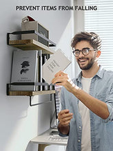 Load image into Gallery viewer, AMADA HOMEFURNISHING Floating Shelves, Bathroom Shelf with Towel Bar, Wall Shelves for Bathroom/Living Room/Kitchen/Bedroom, Light Brown Shelves 2 Sets - AMFS01
