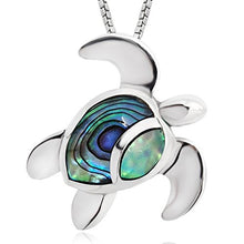 Load image into Gallery viewer, 925 Sterling Silver Abalone Shell Sea Turtle Pendant Necklace for Women, 18"

