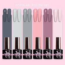Load image into Gallery viewer, SXC Cosmetics G-44 Gel Nail Polish kit - 6 Grey Nude Pink collection with 48W Nail Lamp Glossy Matte Top Coat Base Coat for DIY Professional Starter kit
