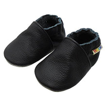 Load image into Gallery viewer, YALION Baby Boys Girls Shoes Crawling Slipper Toddler Infant Soft Leather First Walking Moccs(Black,12-18 Months)
