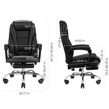 Load image into Gallery viewer, Hbada Ergonomic Executive Office Chair, PU Leather Swivel Desk Chair,Adjustable Height High-Back Reclining Chair with Padded Armrest and Footrest,Black
