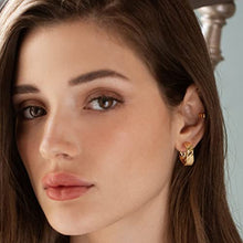 Load image into Gallery viewer, MYEARS Hoop Earrings Gold Half Open 14K Gold Filled Tiny Boho Beach Simple Delicate Handmade Hypoallergenic Jewelry Gift (Symmetrical Heart)
