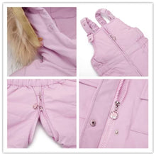 Load image into Gallery viewer, Infant and Toddler Baby Boys/Girls Snowsuit Winter Baby Clothing Set Duck Down Hooded Jacket +Bib Pants 2 Pieces Set (2-3Years, Pink)
