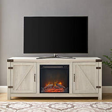 Load image into Gallery viewer, Walker Edison Georgetown Modern Farmhouse Double Barn Door Fireplace TV Stand for TVs up to 65 Inches, 58 Inch, Stone Grey
