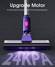 Load image into Gallery viewer, Vacuum Cleaner, LERIZOM 24Kpa Powerful Cordless Vacuum Cleaner with 40 min Max Long Runtime Detachable, Rechargeable Stick Vacuum Cleaner for Pet Hair, Home, Hard Floor, Carpet, 250W, Purple
