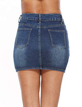 Load image into Gallery viewer, YAWOVE Women's Casual Short Denim Skirt Mini Jean Skirt Dark Blue
