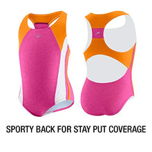 Load image into Gallery viewer, Speedo Girl's Swimsuit One Piece Infinity Splice Thick Strap , New Blush, 7
