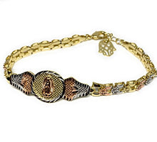 Load image into Gallery viewer, Fran &amp; Co. Virgin Mary Bracelet Virgen De Guadalupe Pulsera Tres Colores Oro Laminado 8“
