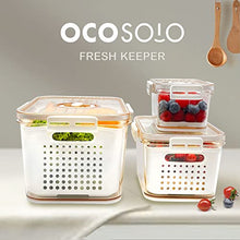 Load image into Gallery viewer, OCOSOLO Vegetable Storage Containers for Fridge, Produce Saver Containers Refrigerator Organizer Bins,BPA-Free Plastic Produce Keepers with Lid &amp; Colander for Fruits, Salad, Lettuce, Berry (3 Pack)
