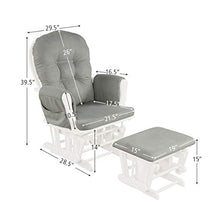 Load image into Gallery viewer, Costzon Baby Glider and Ottoman Cushion Set, Wood Baby Rocker Nursery Furniture, Upholstered Comfort Nursery Chair &amp; Ottoman with Padded Arms (Light Gray)
