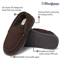 Load image into Gallery viewer, Dearfoams Men's Microsuede Moccasin with Whipstitch Slipper, Coffee, Medium
