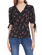 Load image into Gallery viewer, Women's Puff Sleeve Vintage Top Cherries Blouse White Slim Fit Shirts L
