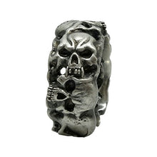 Load image into Gallery viewer, Silver 925 Custom Made Scull Band Masonic Memento mori Mens Biker Ring
