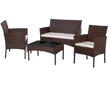 Load image into Gallery viewer, FDW Patio Furniture Set 4 Pieces Outdoor Rattan Chair Wicker Sofa Garden Conversation Bistro Sets for Yard (Brown)

